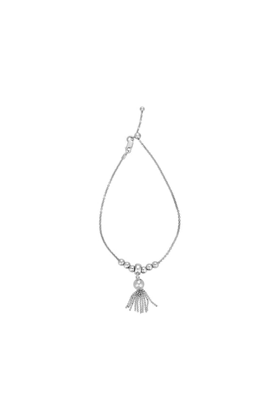 Rhodium Finish Sterling Silver 9.25 Inch Friendship Adjustable Bracelet Draw String Clasp