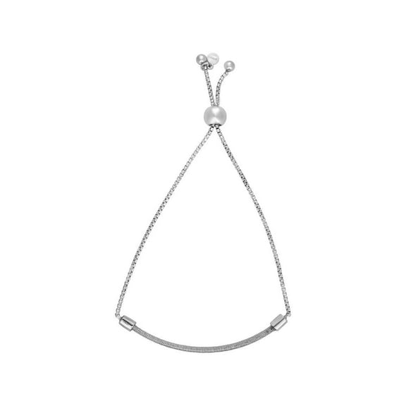 Finejewelers Rhodium Finish Sterling Silver Bar Friendship Adjustable Bracelet Draw String Clasp