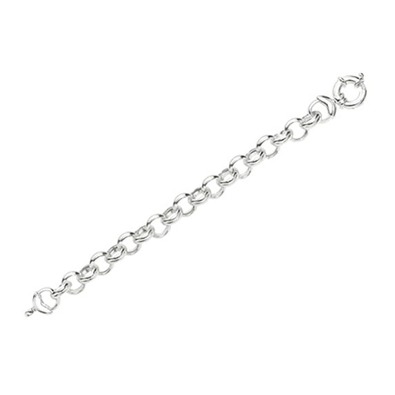Finejewelers Rhodium Plated 8.25 Inch Round Link Bracelet with Spring Ring Clasp