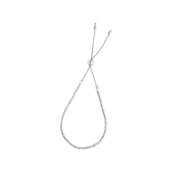 Finejewelers Rhodium Sterling Silver 9.25 Inch Laser Friendship Adjustable Bracelet Draw String Clasp