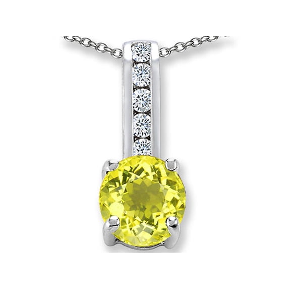 Finejewelers Simulated Yellow Sapphire And Genuine Cubic Zirconia Pendant Necklace