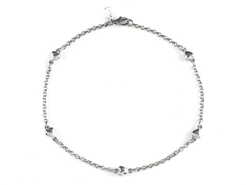 Finejewelers Sterling Silver 10 Inches 5 Hearts Ankle Bracelet