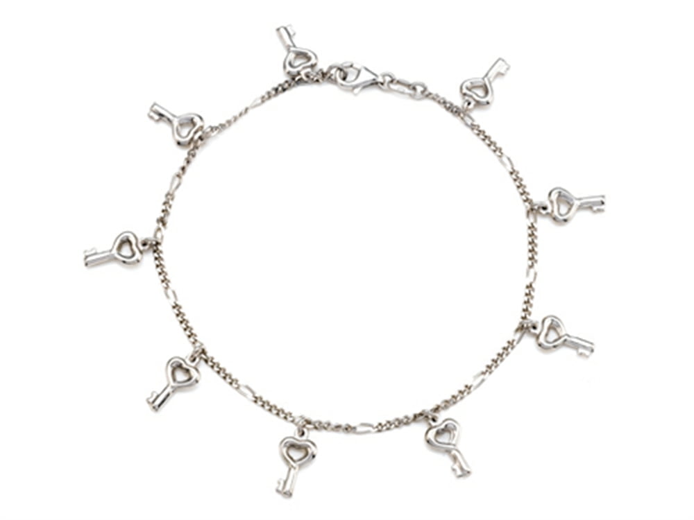 Finejewelers Sterling Silver 10 Inches 8 Keys Ankle Bracelet