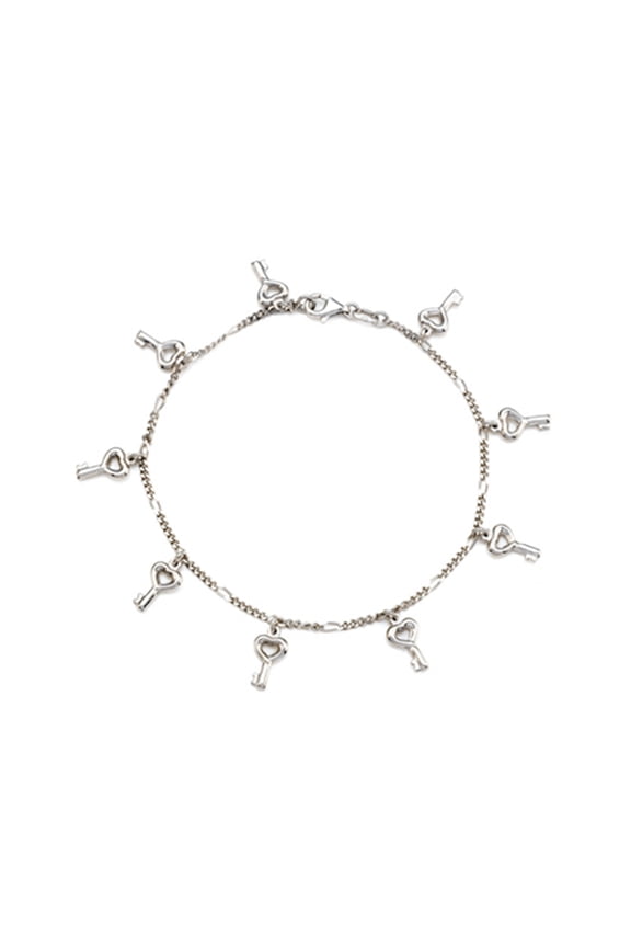 Sterling Silver 10 Inches 8 Keys Ankle Bracelet