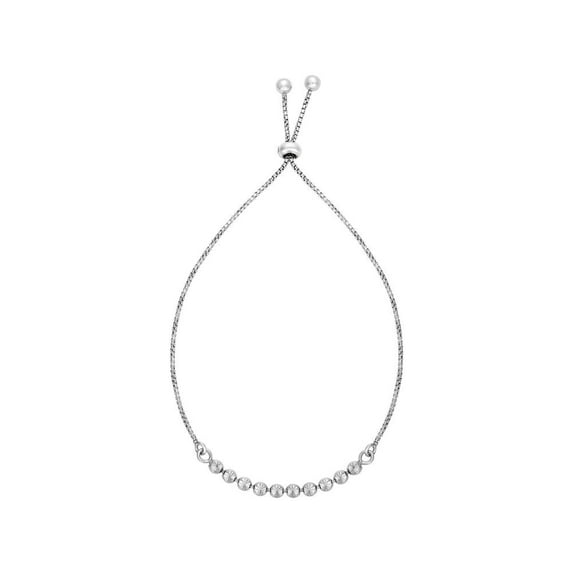 Finejewelers Sterling Silver 9.25 Inch Rhodium Finish Adjustable Friendship Bracelet Draw String Clasp