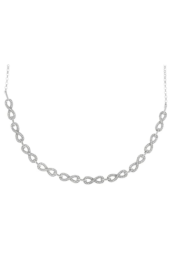 Sterling Silver Infinity Links with Cubic Zirconia (CZ's) on Rolo Link Chain