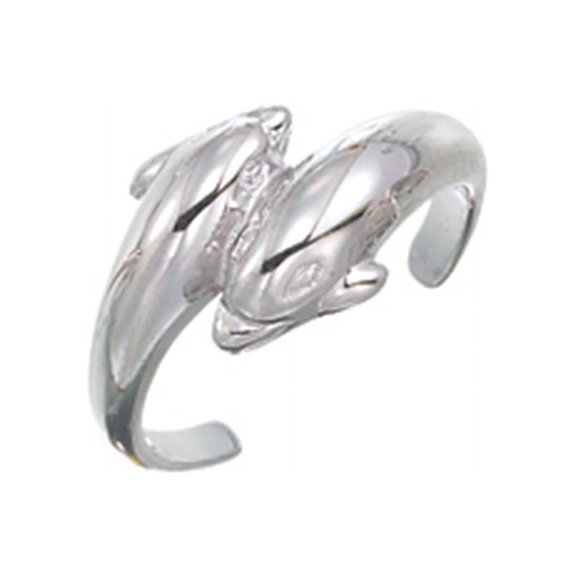 Finejewelers Sterling Silver Rhodium Finish Double Dolphin Toe Ring