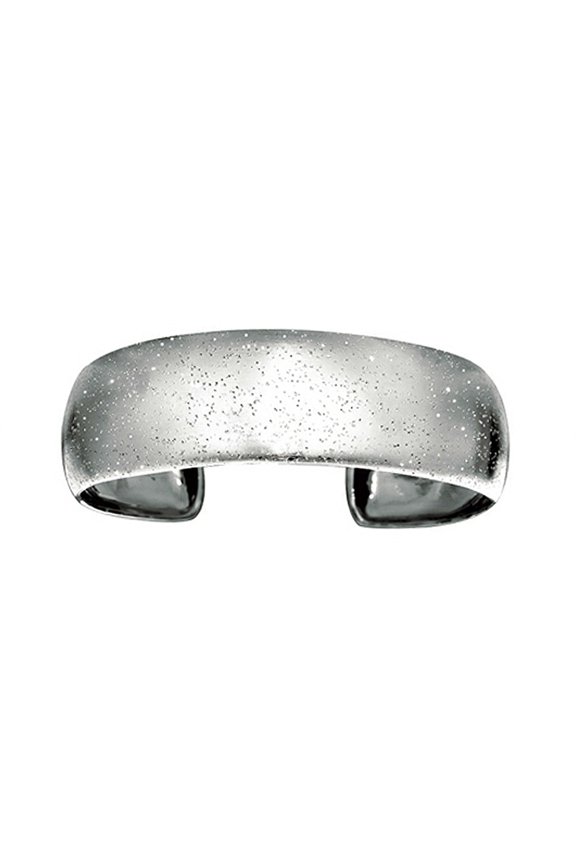 Sterling Silver Rhodium Finish Textured Stardust Bright Cut Cuff Bangle