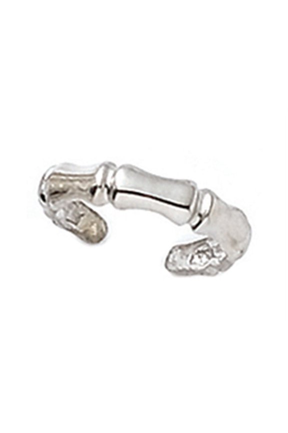 Sterling Silver Rhodium Finish Toe Ring Bamboo