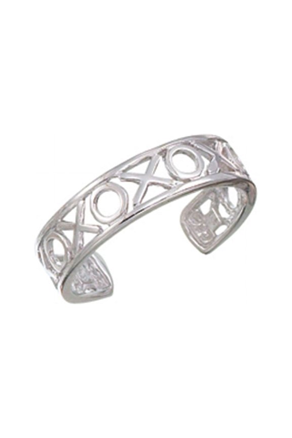 Sterling Silver Rhodium Finish Toe Ring X and O