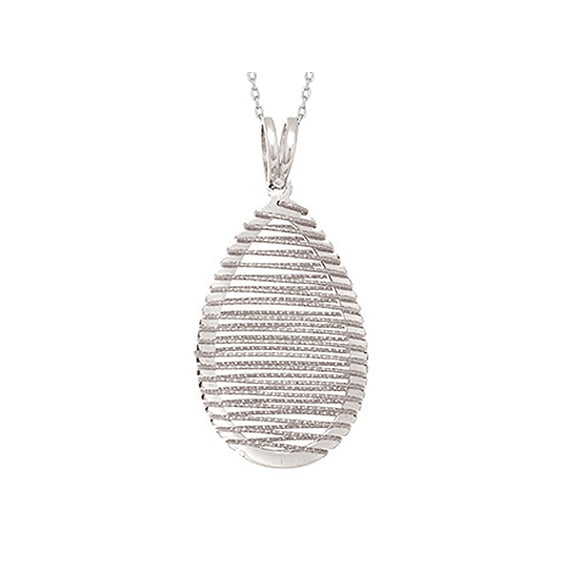 Finejewelers Sterling Silver Shiny Bright Cut Bird's Nest Teardrop Ladies Pendant Necklace