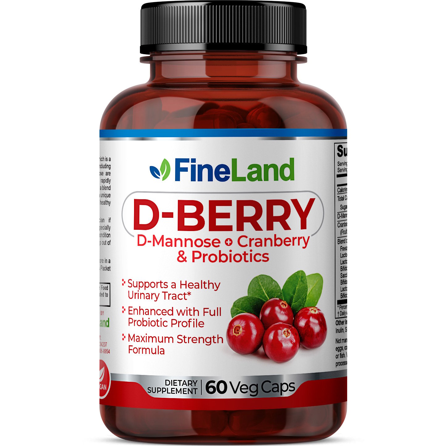 Fineland Vitamins D-Berry D-Mannose Urinary Tract Support 60 Capsules