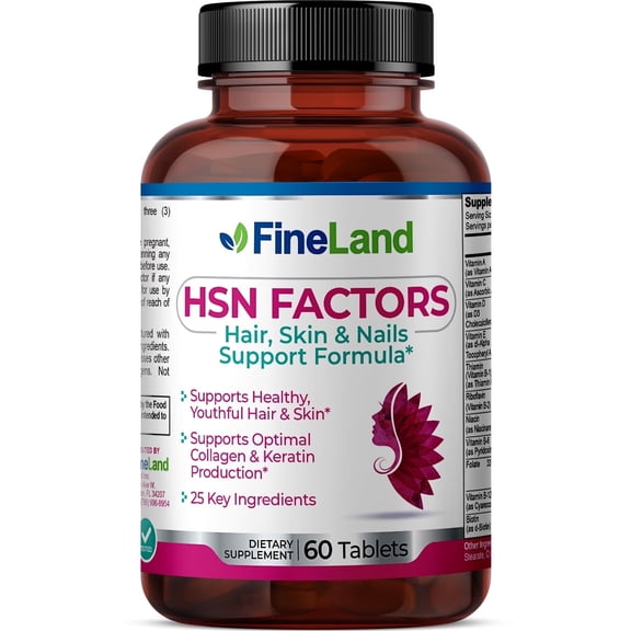 Fineland Vitamins HSN Factors Hair Skin and Nails Support 60 Count