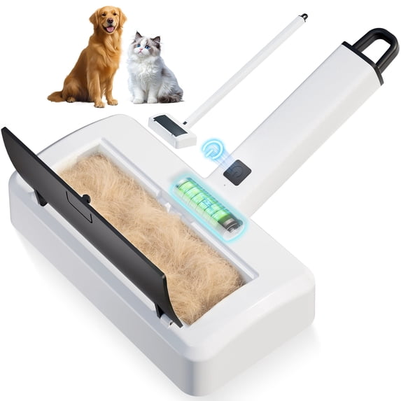 Electric Lint Roller Adjustable Handle Reusable Carpet Rake Dog Cat Hair Removal Tool for Carpets, Rugs, Sofa, Bed Furniture