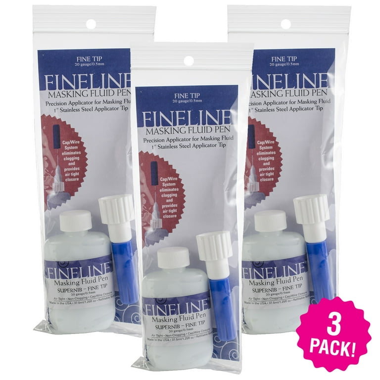 Fineline 20 Gauge Applicator & Bottle W/Masking Fluid, Multipack of 3