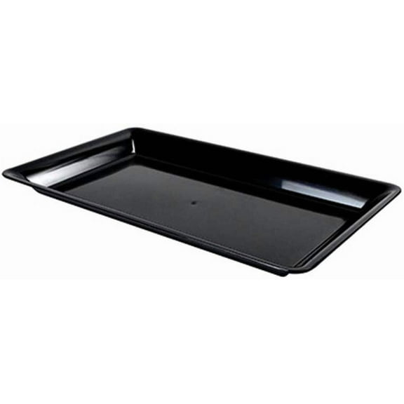 Fineline Platter Pleasers Plastic Black Rectangular Cater Tray, 14 x 10 inch -- 25 per case.