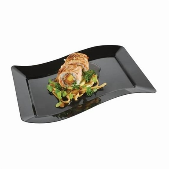 Fineline Settings 1406-BK Black Rectangle Salad Plate