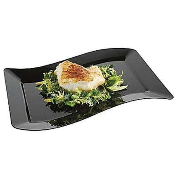 Fineline Settings 1407-BK Black Rectangle Luncheon Plate