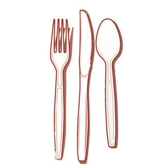 Fineline Settings 2514-BO Flairware Full Size Extra Heavy Cutlery Combo - Bagged- Bone