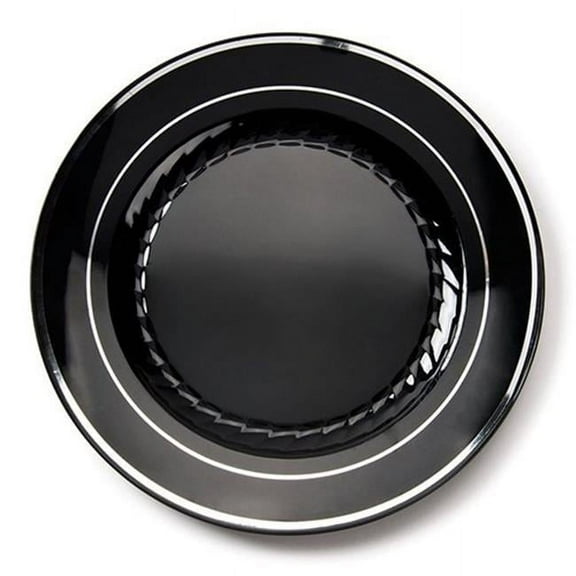Fineline Settings 509-BKS Black & Silver Round Dinner Plate