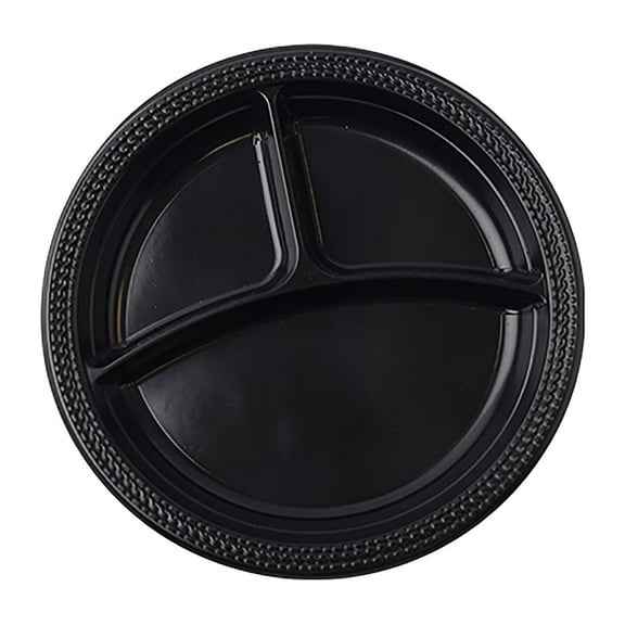 Fineline Settings ReForm 10.25" Plastic Dinner Plate, 17RP10PP, Black 3-Compartment | 400/Case