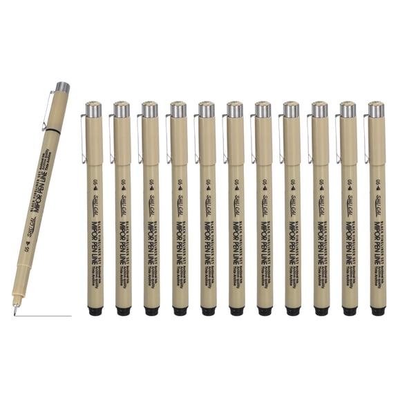 Fineliner Pens, 12 Pcs 05 0.45mm Fineliner Marker Black Waterproof Ink Archival Drawing Pens Art Supplies Set for Sketching