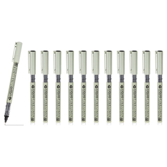 Fineliner Pens, 12 Pcs Black 03 0.35mm Fineliner Marker Waterproof Ink Archival Drawing Pens Watercolor Art Supplies Set