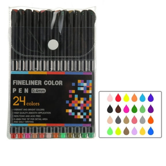 Fineliner Pens, 24 Colors 0.4mm Fineliner Color Pen Set Fine Point Markers Drawing Pens for Journaling, Note Taking, Calendar, Adult Coloring, 6.1Inches