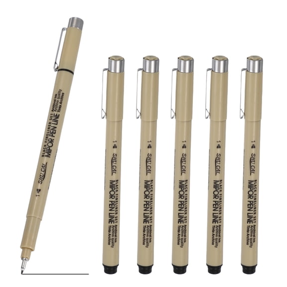 Fineliner Pens, 6 Pcs 1 1mm Fineliner Marker Black Waterproof Ink Archival Drawing Pens Art Supplies Set for Sketching