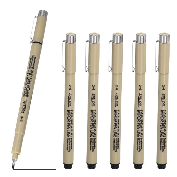 Fineliner Pens, 6 Pcs 2 2mm Fineliner Marker Black Waterproof Ink Archival Drawing Pens Art Supplies Set for Sketching