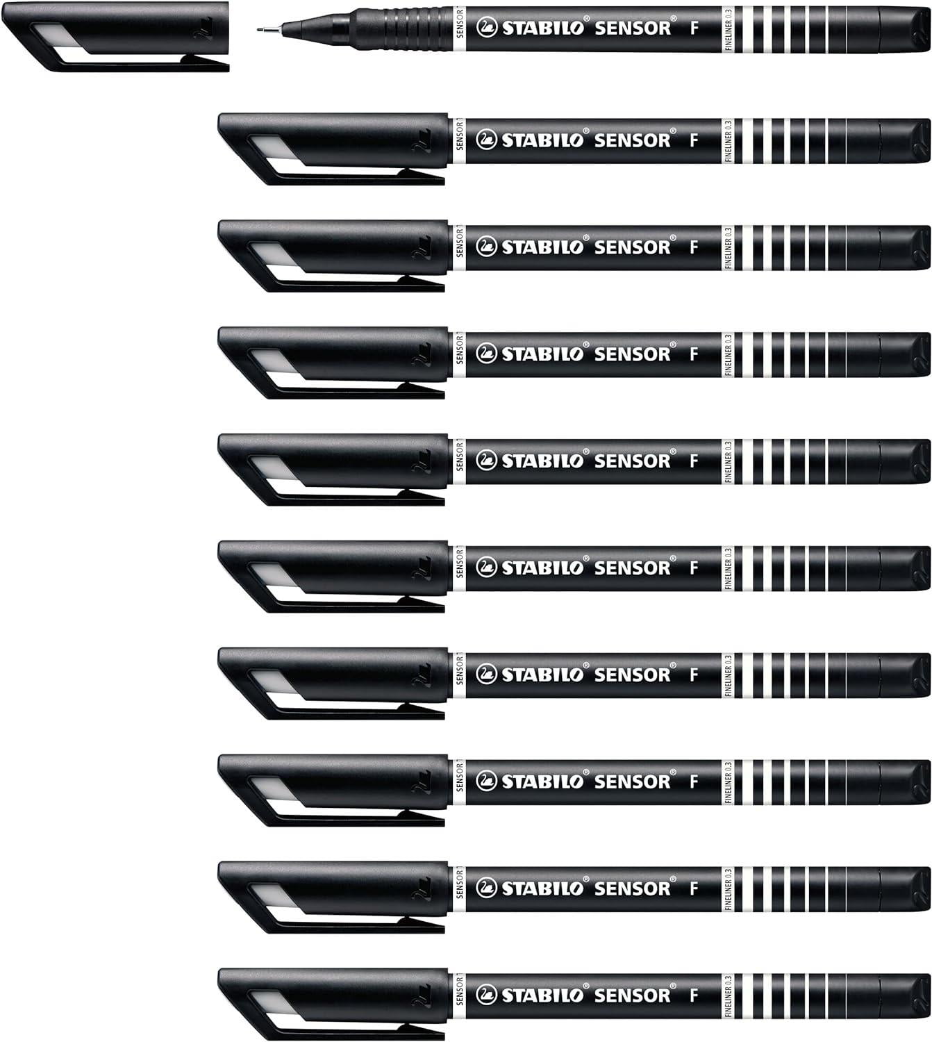 Fineliner - STABILO Sensor 189/46 Fineliner Pen - 0.3mm - Black Ink - Pack of 10