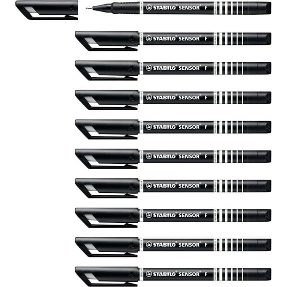 Fineliner - STABILO Sensor 189/46 Fineliner Pen - 0.3mm - Black Ink - Pack of 10