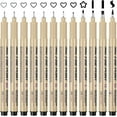 Fineliners Pens, 12 Piece Micron Fine Liner Pens Black with 12