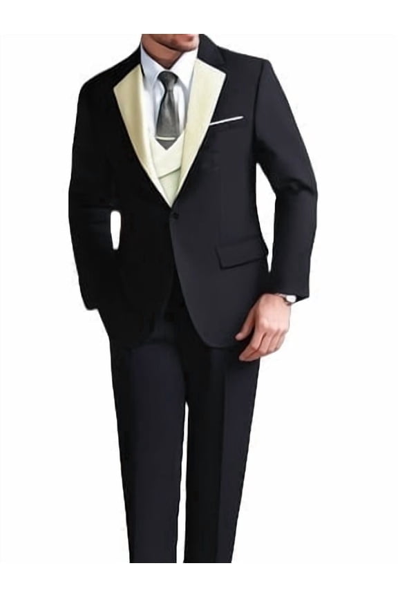 i.Finelong Men's 3-piece business suit, consisting of a blazer, a waistcoat and trousers, suitable for business trips, weddings and dinner parties.