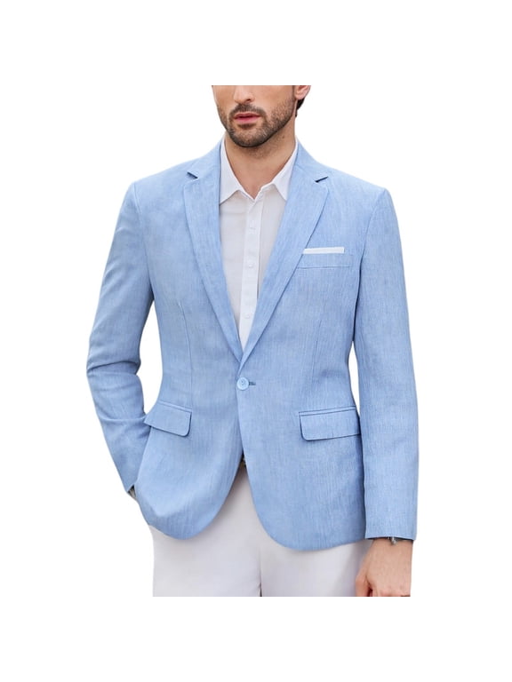 i·FineLong Men's Lightweight Breathable Single-Breasted Blazer Spring/Summer Business Casual Jacket