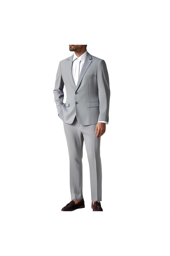 Men's Light Gray Pinstripe Two - Piece Suit, Suitable for Business and Other Formal Occasions
