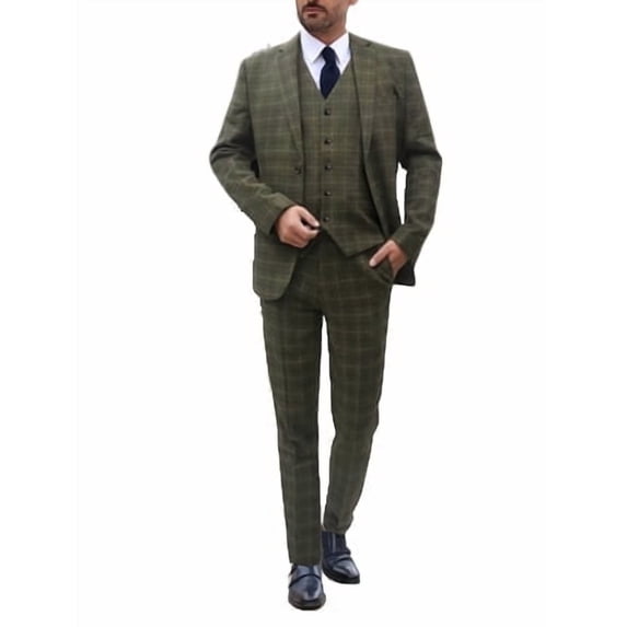 Finelong Men's Plaid Three - Piece Suit, Suitable for Business and Travel
