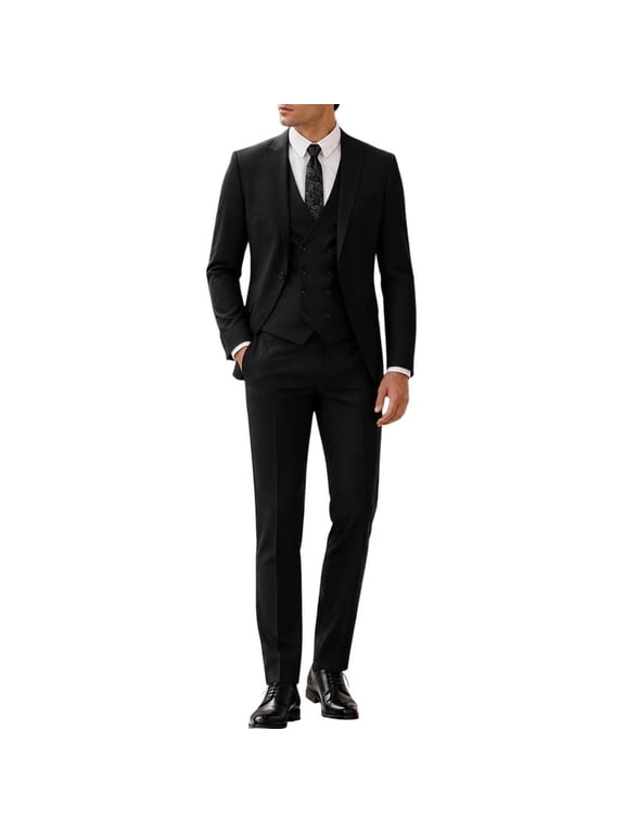 Men's classic slim-fit three-piece suit, suitable for business, weddings and banquets.
