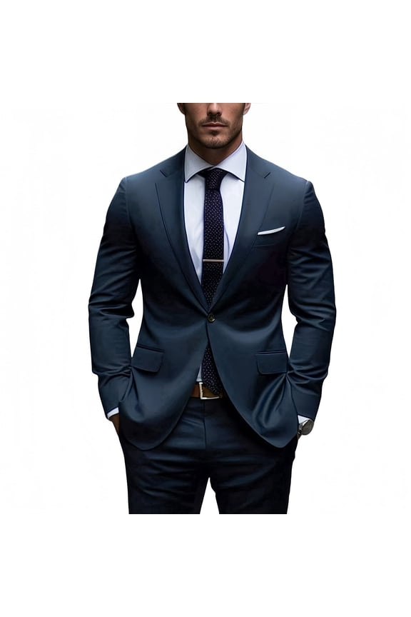Slim-Fit Two-Piece Suit for Men: Versatile Jacket & Pants for Business Meetings, Weddings & Parties