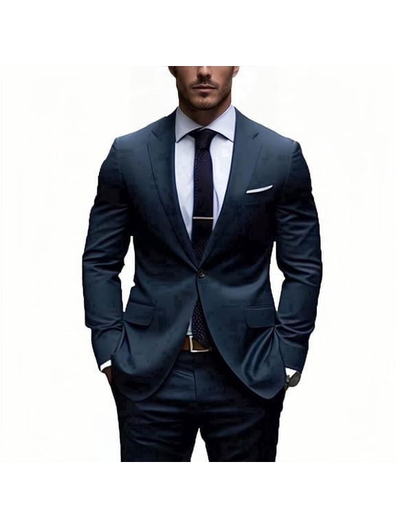 i·FineLong Slim-Fit Two-Piece Suit for Men: Versatile Jacket & Pants for Business Meetings, Weddings & Parties