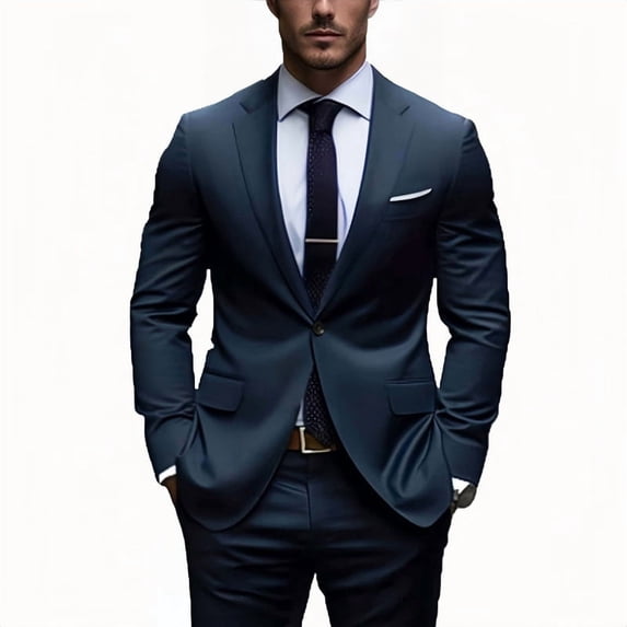 i·FineLong Slim-Fit Two-Piece Suit for Men: Versatile Jacket & Pants for Business Meetings, Weddings & Parties