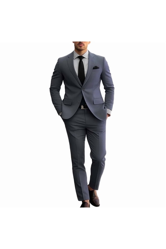 Finelong Slim-Fit Double-Button Business Suit Set, Two-Piece (Men's)
