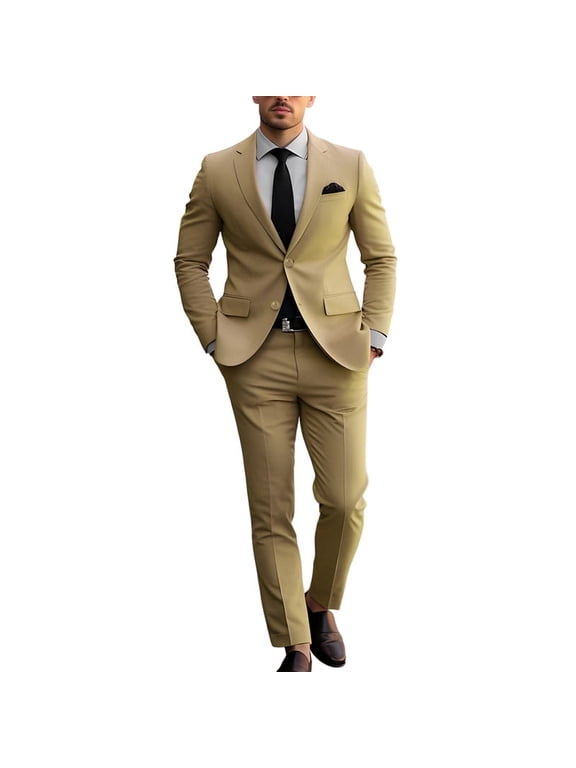 i·FineLong Slim-Fit, Double-Button, Multi-Occasion Suit Set, Two-Piece (Men's)