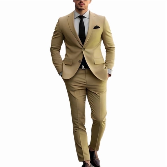 Finelong Slim-Fit Double-Button Business Wedding Casual Occasion Men's Two-Piece Suit Set