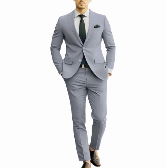 Finelong Slim-Fit, Double-Button, Business Suit Set, Two-Piece (Men's)