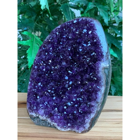 Finely Polished Uruguayan Deep Purple Amethyst Cluster With Cut Base, Standing Amethyst Geode, Raw Amethyst, Amethyst Cathedral, Amethyst Druze (0.5-1 lb)