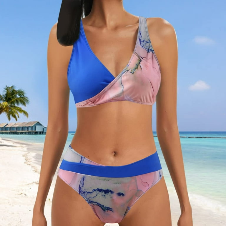 Finelylove Womens Bikini Swimsuits Lightly Lined Sport Bra Style Bikini  Purple M 