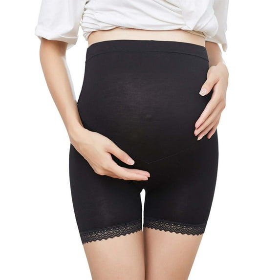 Finelylove Maternity Shorts Sweat shorts Women High Waist Rise Weight Lifting Printed Black 2XL