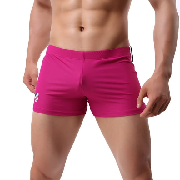 Finelylove Mens Casual Shorts Flat Front Flat Front Slim Straight Solid Walking Hot Pink M