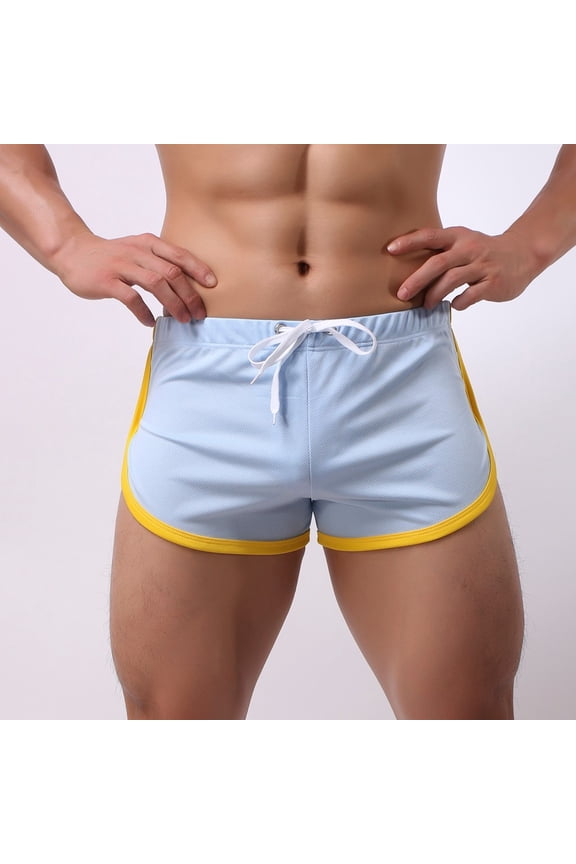 Mens Casual Shorts Flat Front High Waisted Slim Straight Solid Walking Sky Blue L